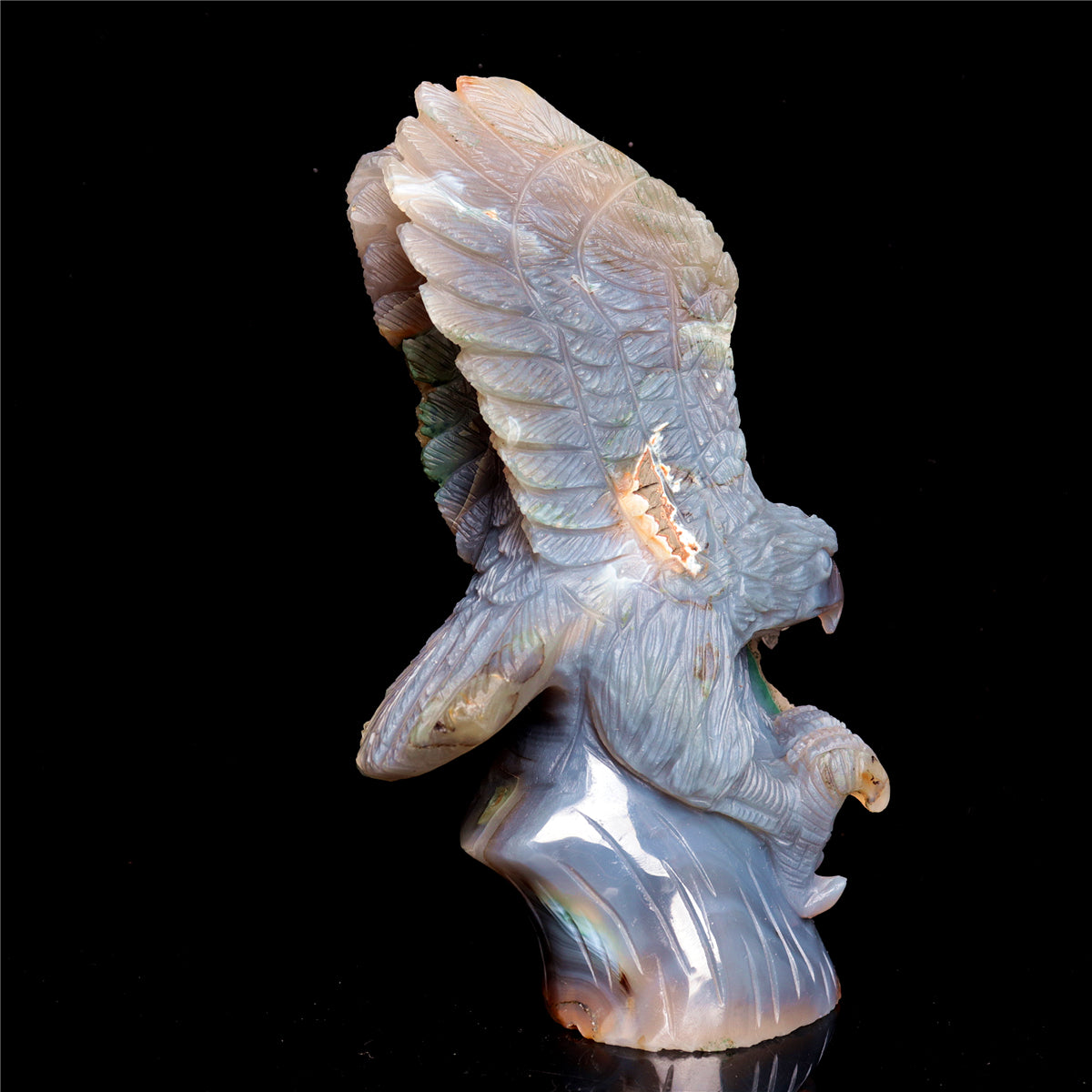 6.5" Druzy Agate Crystal Eagle Figurine Stone Animal Carvings