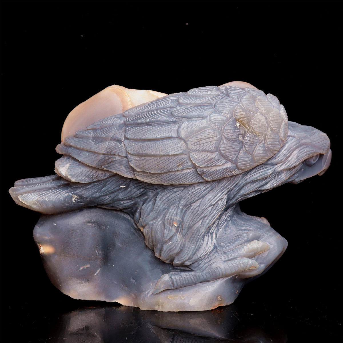 8" Amethyst Agate Crystal Eagle Figurine Stone Animal Carvings