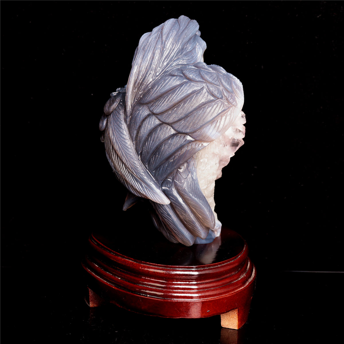 9" Druzy Agate Crystal Eagle Figurine Stone Animal Statue