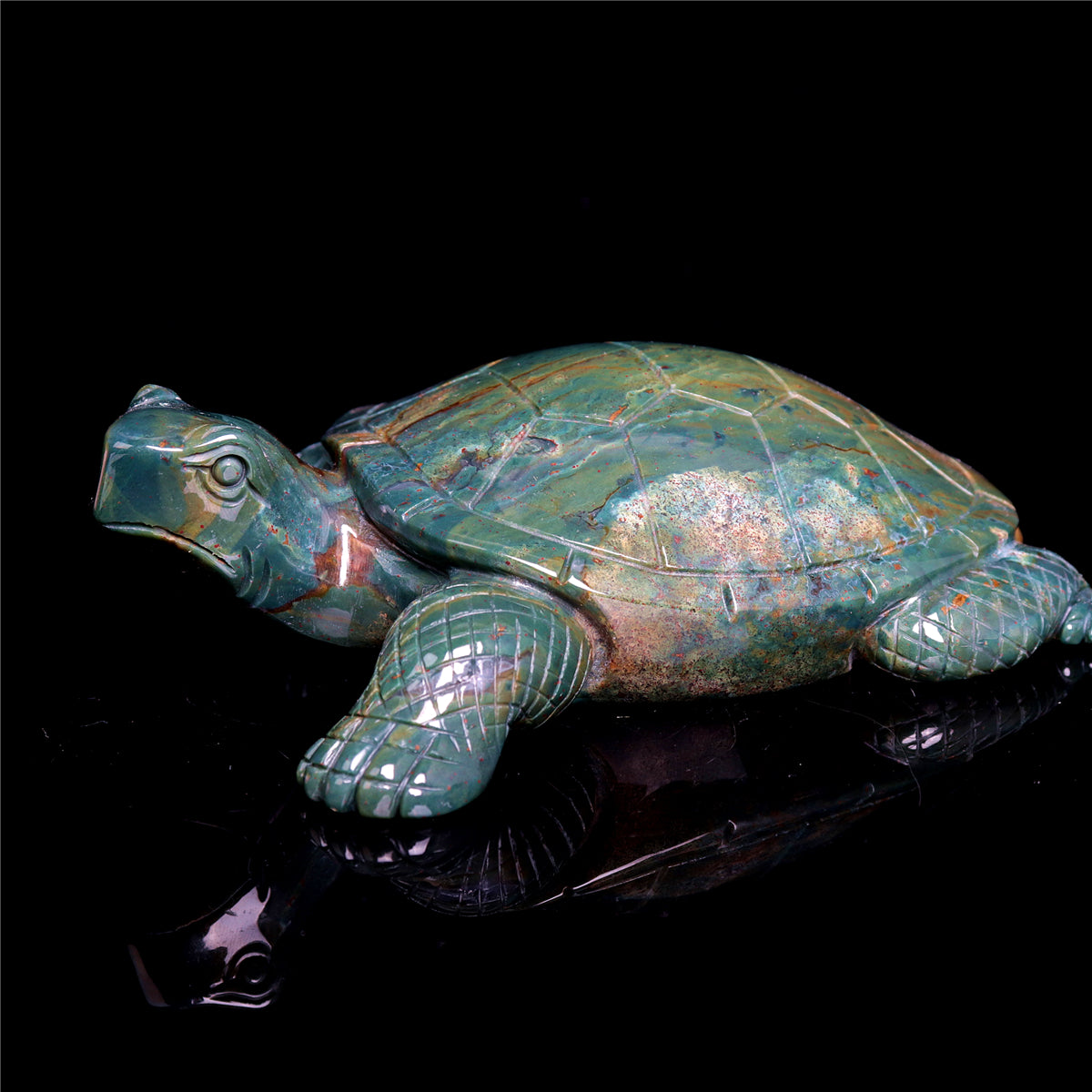 6" Ocean Jasper Crystal Turtle Figurine Stone Animal Carvings