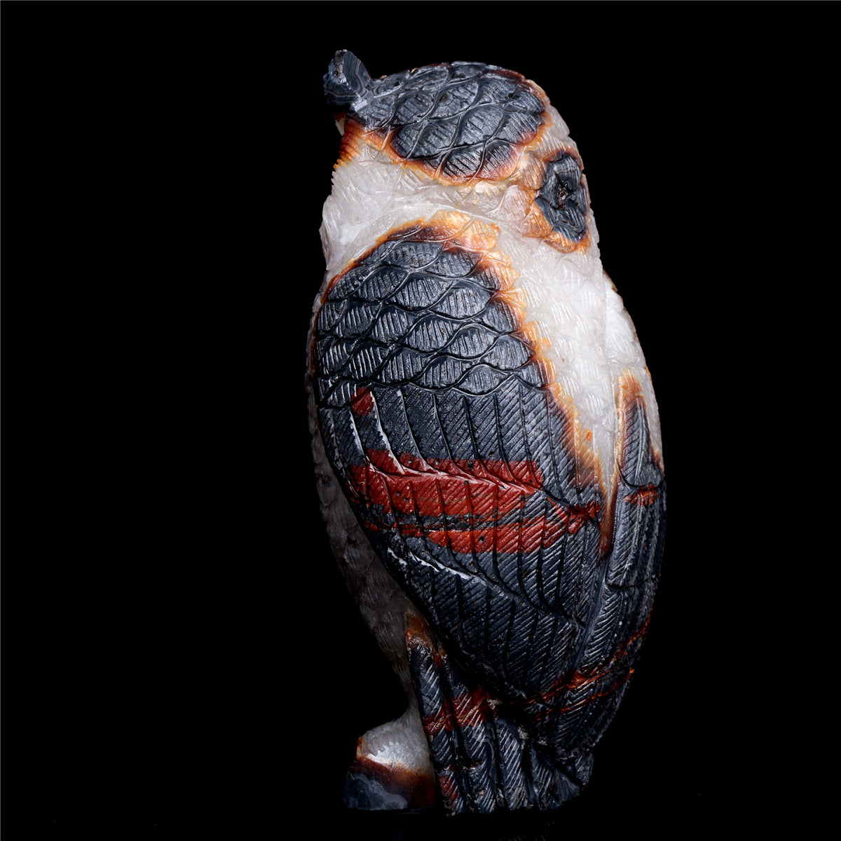 9" Amethyst Geode Crystal Owl Sculpture Stone Animal Carvings