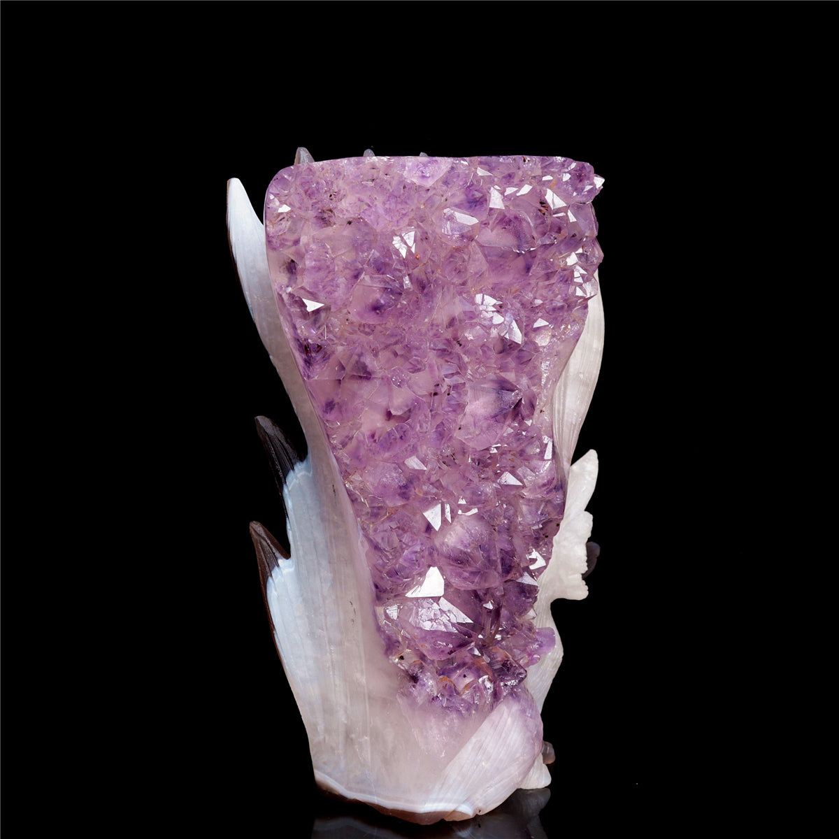 7.5" Amethyst Agate Crystal Nine Tail Fox Figurine Decor