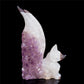 7" Amethyst Agate Crystal Nine Tail Fox Figurine Decor