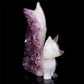 6.5" Amethyst Agate Crystal Nine Tail Fox Figurine Decor