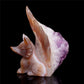 5" Amethyst Agate Crystal Nine Tail Fox Figurine Decor