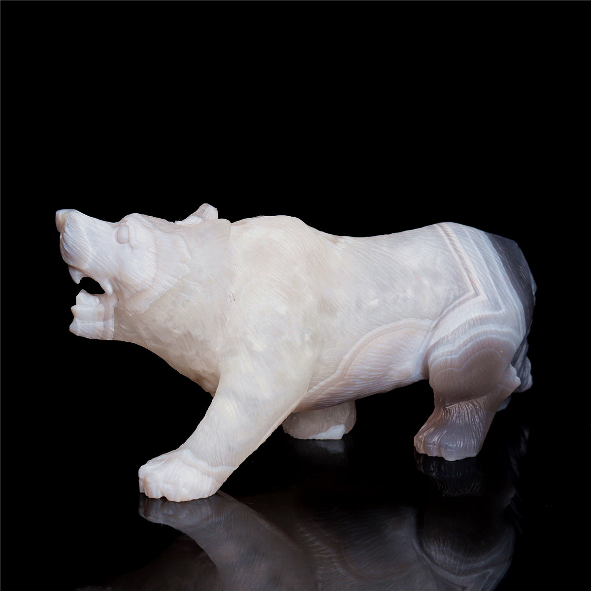 6" Druzy Agate Crystal Wolf Figurine Stone Animal Carvings