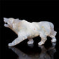 6" Druzy Agate Crystal Wolf Figurine Stone Animal Carvings