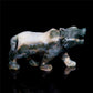 6" Moss Druzy Agate Crystal Wolf Figurine Stone Animal Carvings