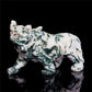 5.5" Moss Agate Crystal Wolf Figurine Stone Animal Carvings