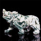 5.5" Moss Agate Crystal Wolf Figurine Stone Animal Carvings