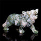 5" Moss Agate Crystal Wolf Figurine Stone Animal Carvings
