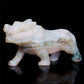 6.5" Druzy Moss Agate Crystal Wolf Figurine Stone Animal Carvings