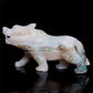 6.5" Druzy Moss Agate Crystal Wolf Figurine Stone Animal Carvings
