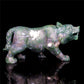 6" Moss Agate Crystal Wolf Figurine Stone Animal Carvings