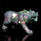 6" Moss Agate Crystal Wolf Figurine Stone Animal Carvings