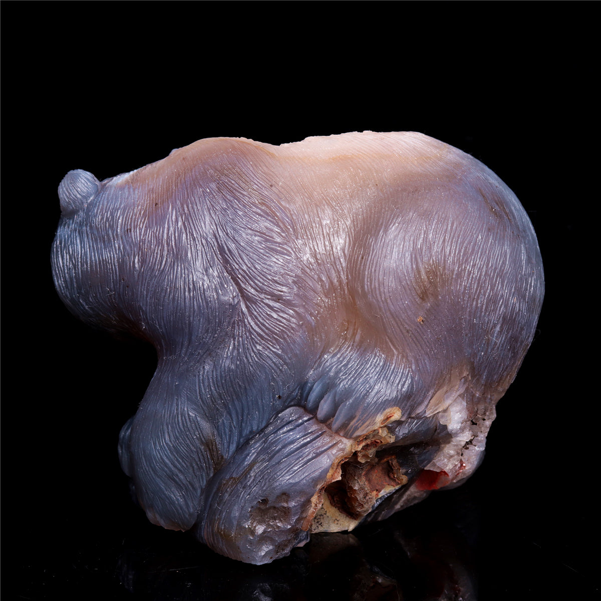 5.5" Druzy Agate Crystal Bear Figurine Stone Animal Carvings