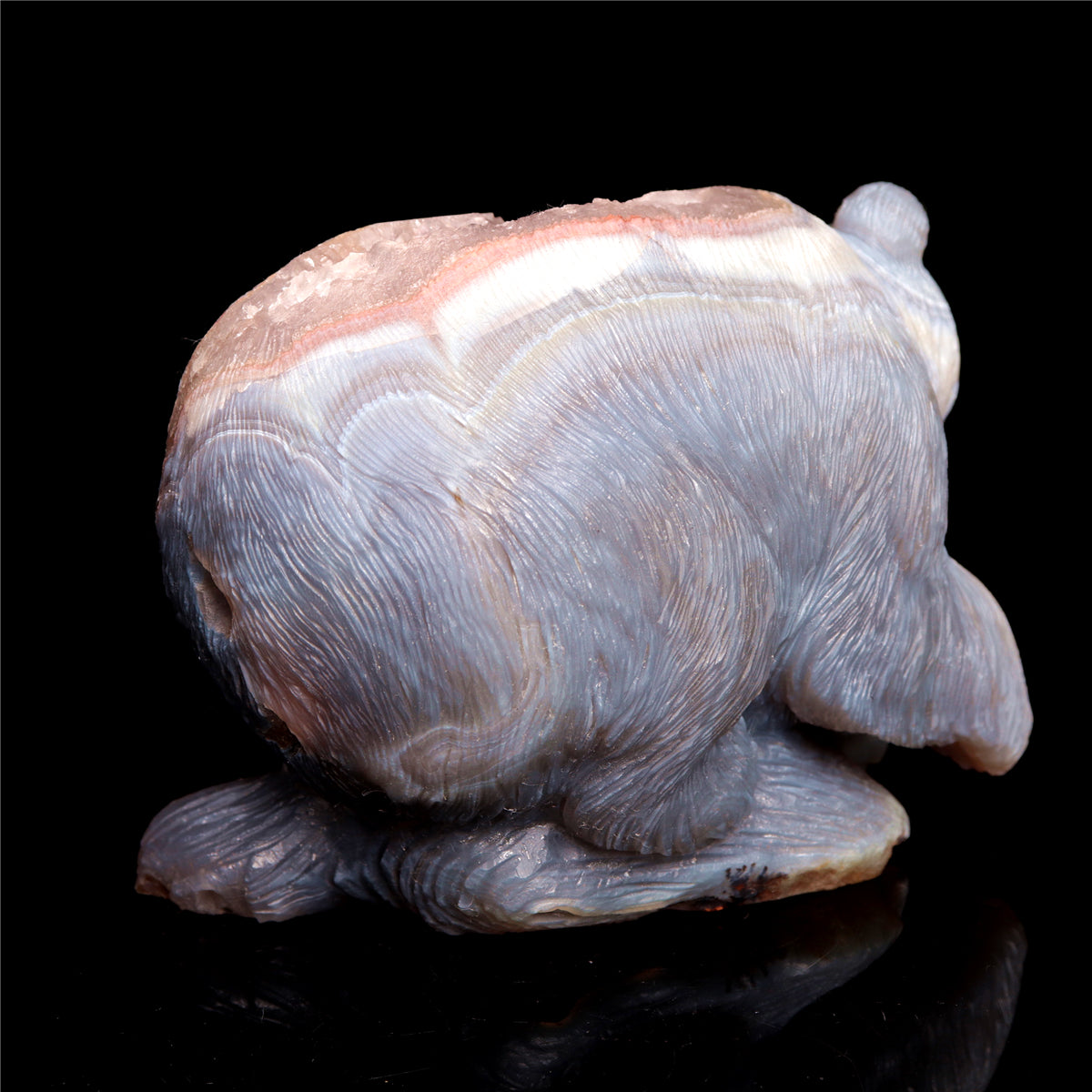 5.5" Druzy Agate Crystal Bear Figurine Stone Animal Carvings