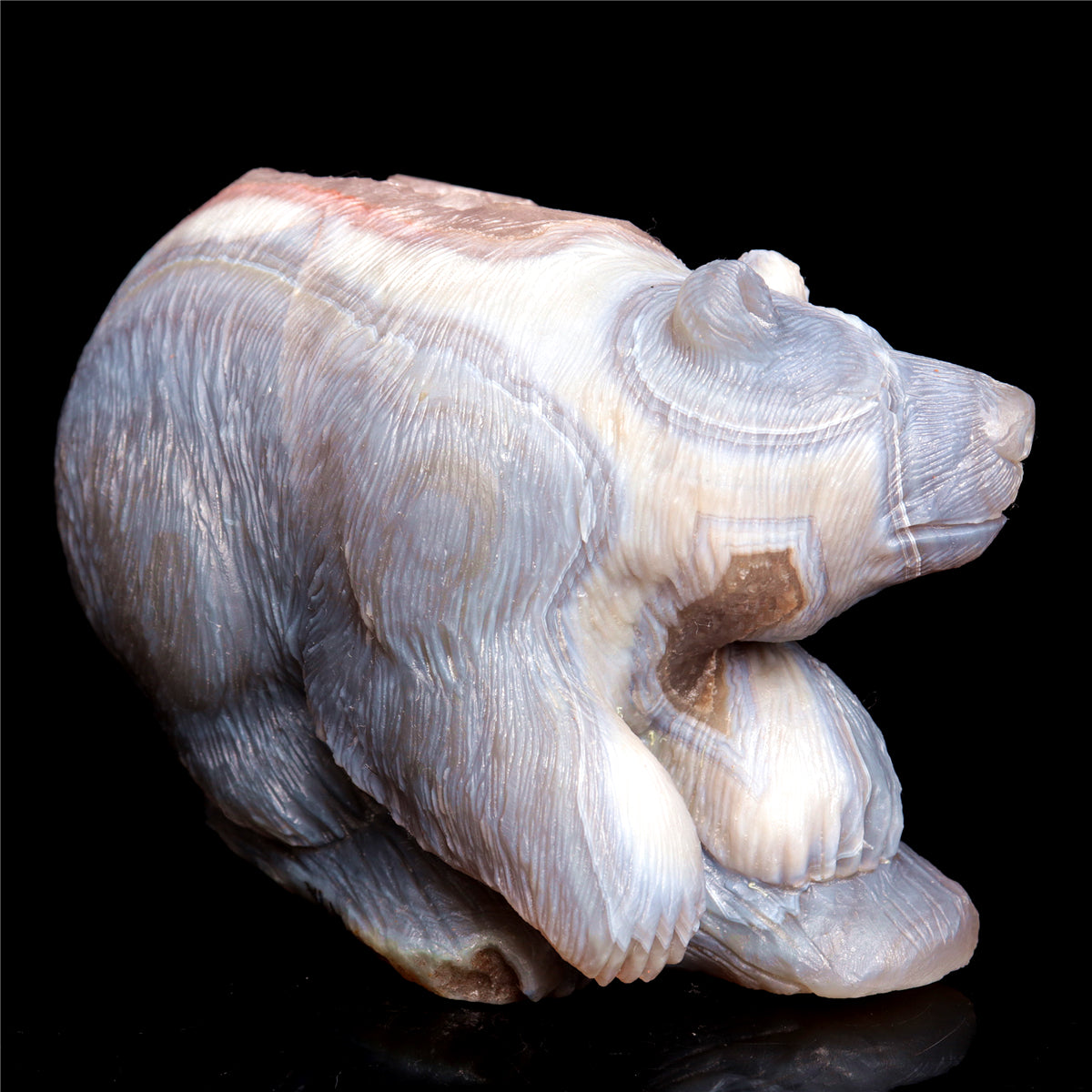 5.5" Druzy Agate Crystal Bear Figurine Stone Animal Carvings