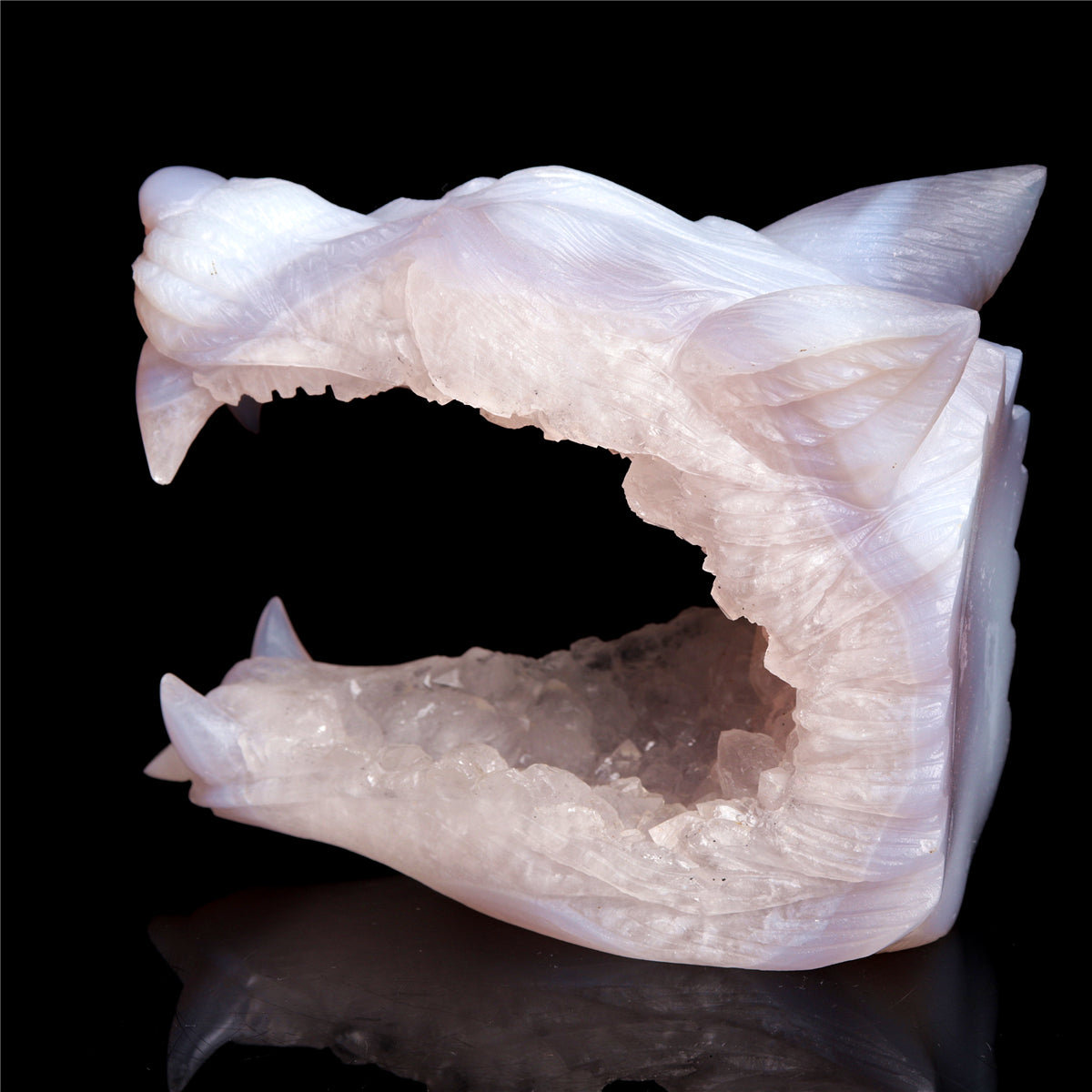 4.5" Druzy Agate Crystal Wolf Head Figurine Animal Carvings