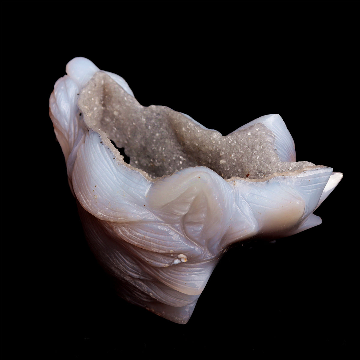 4.5" Druzy Agate Crystal Wolf Head Figurine Animal Carvings
