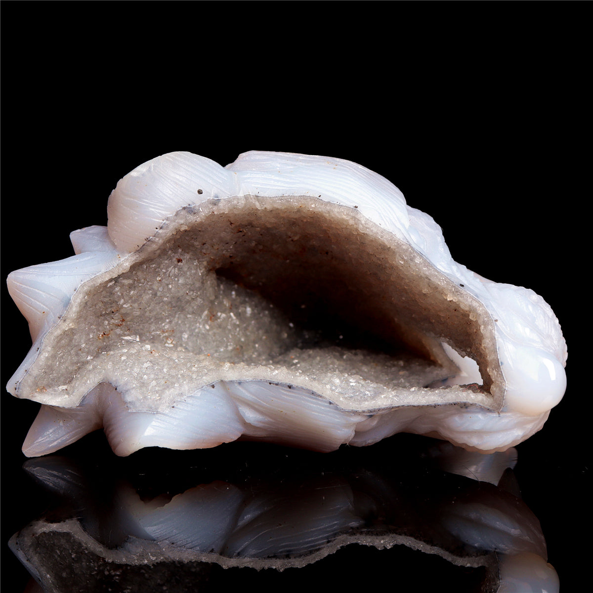 4.5" Druzy Agate Crystal Wolf Head Figurine Animal Carvings