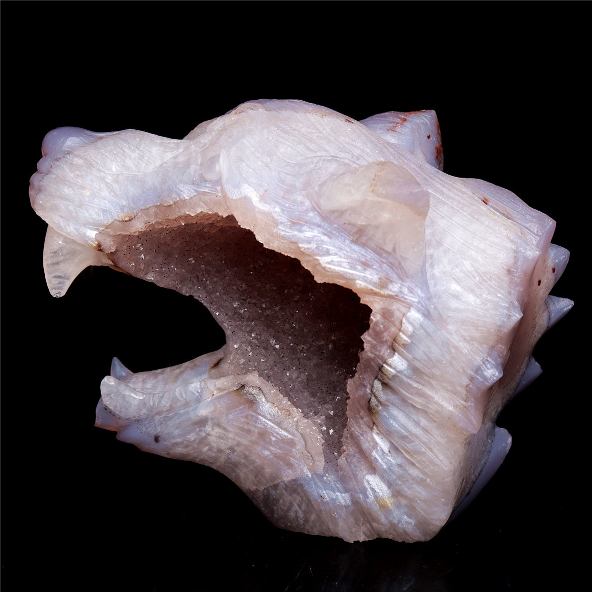 4.5" Druzy Agate Crystal Wolf Head Figurine Animal Carvings