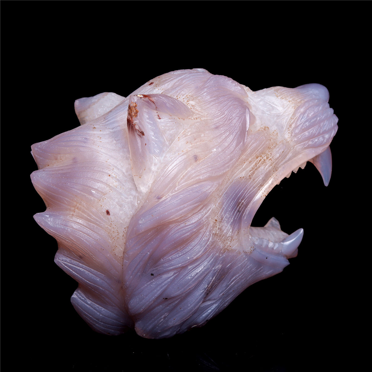 4.5" Druzy Agate Crystal Wolf Head Figurine Animal Carvings
