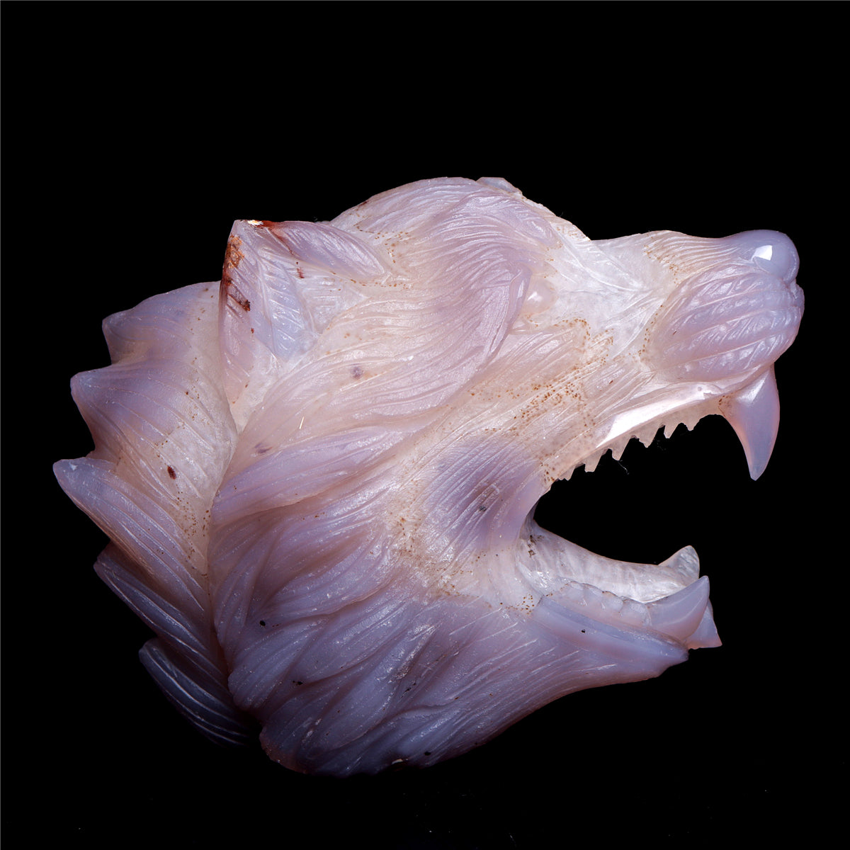 4.5" Druzy Agate Crystal Wolf Head Figurine Animal Carvings