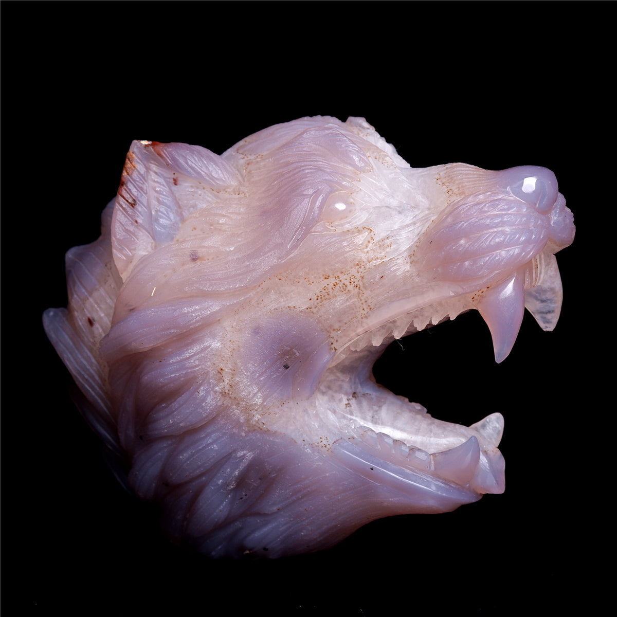 4.5" Druzy Agate Crystal Wolf Head Figurine Animal Carvings
