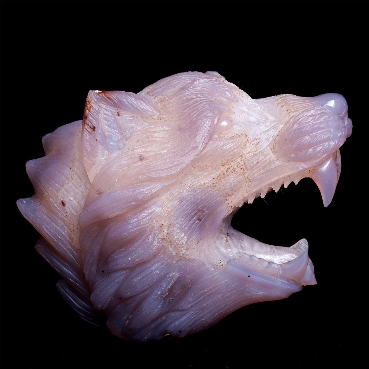 4.5" Druzy Agate Crystal Wolf Head Figurine Animal Carvings
