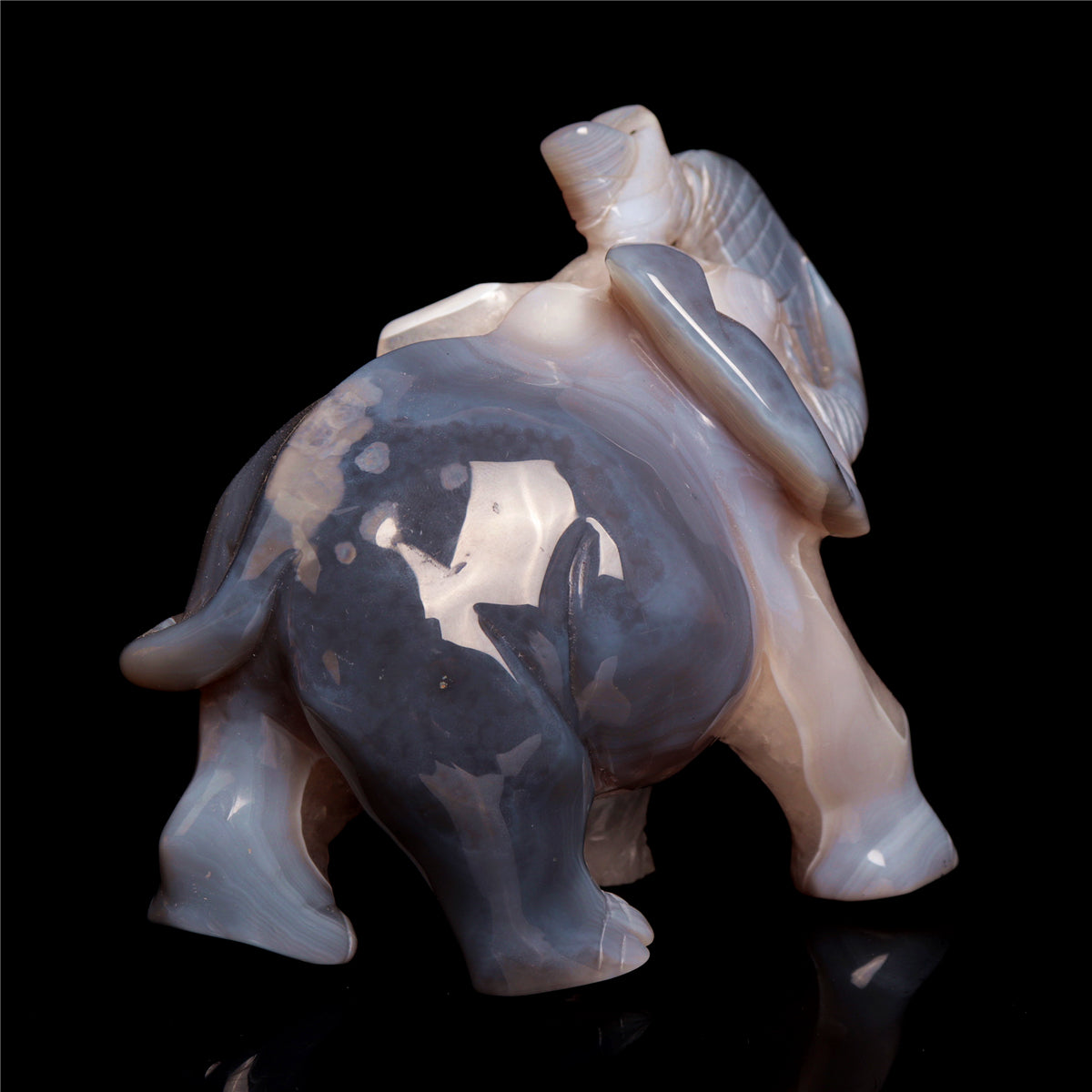 5.5" Druzy Agate Crystal Elephant Figurine Stone Animal Carvings