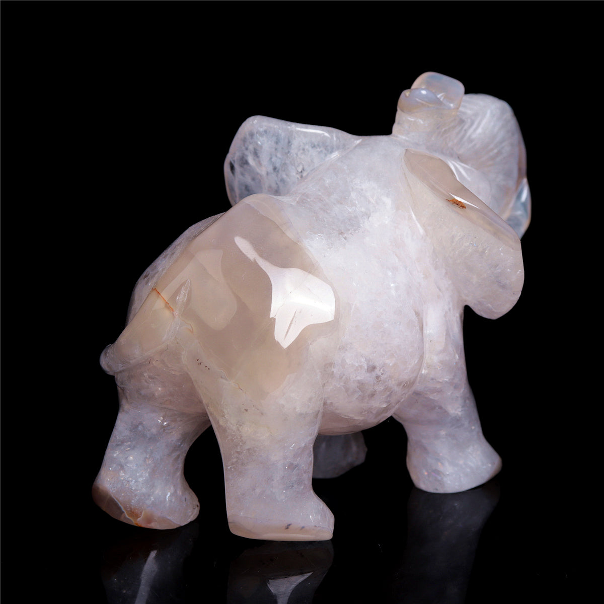 5.5" Druzy Agate Crystal Elephant Figurine Stone Animal Carvings