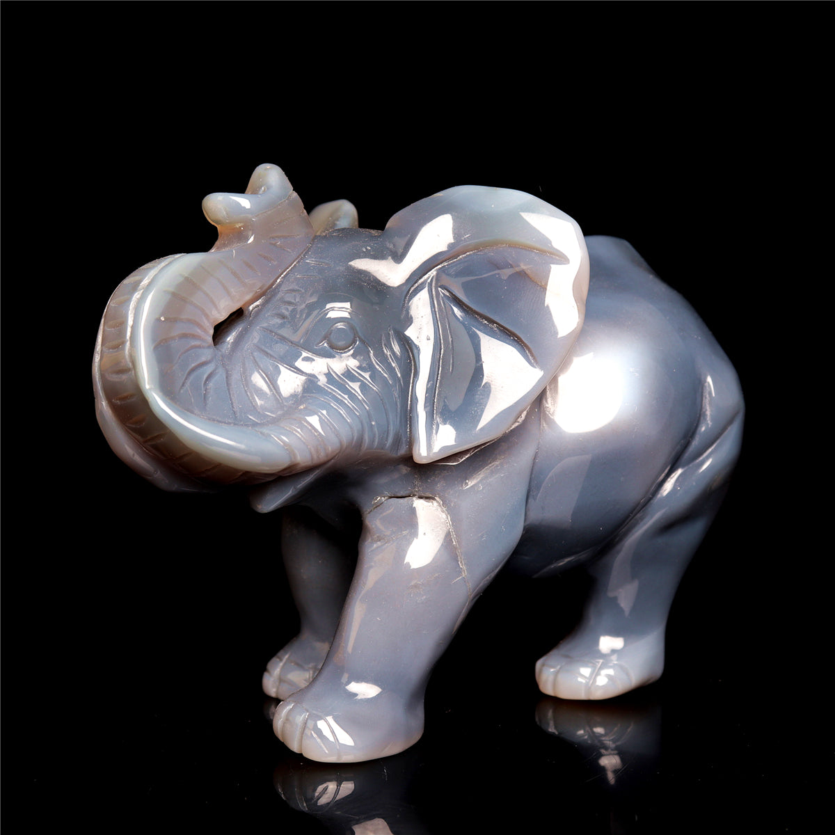 5" Druzy Agate Crystal Elephant Figurine Stone Animal Carvings