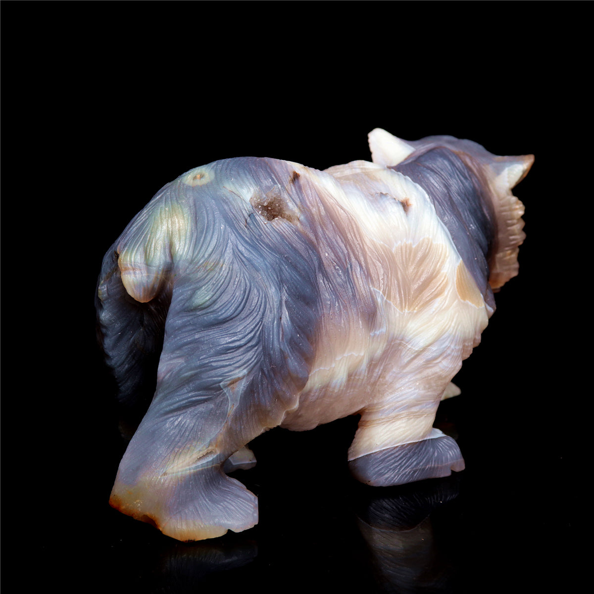 6" Druzy Agate Crystal Bear Figurine Decor Gift