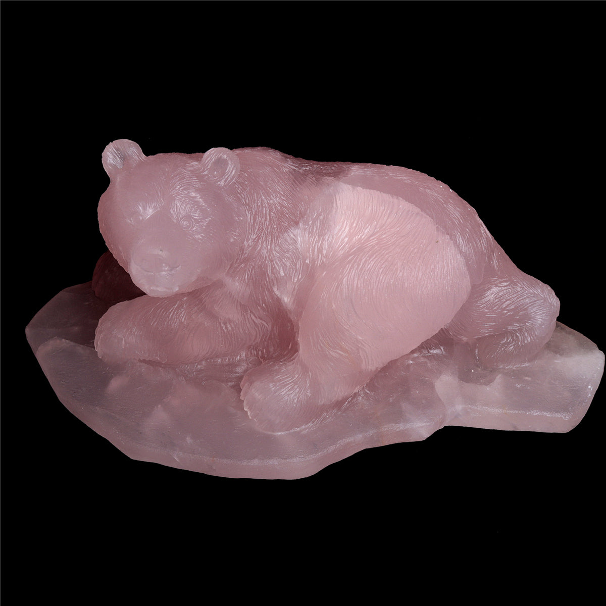 9.5" Rose Quartz Crystal Bear Figurine Decor Gift