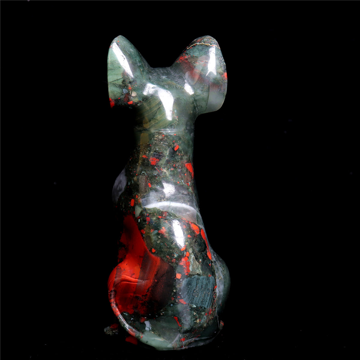 6" Blood Stone Crystal Sphynx Cat Figurine Decor