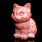 4" Red Obsidian Crystal Cat Figurine Stone Ainimal Carvings Decor