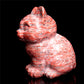 4" Red Obsidian Crystal Cat Figurine Stone Ainimal Carvings Decor