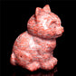 4" Red Obsidian Crystal Cat Figurine Stone Ainimal Carvings Decor