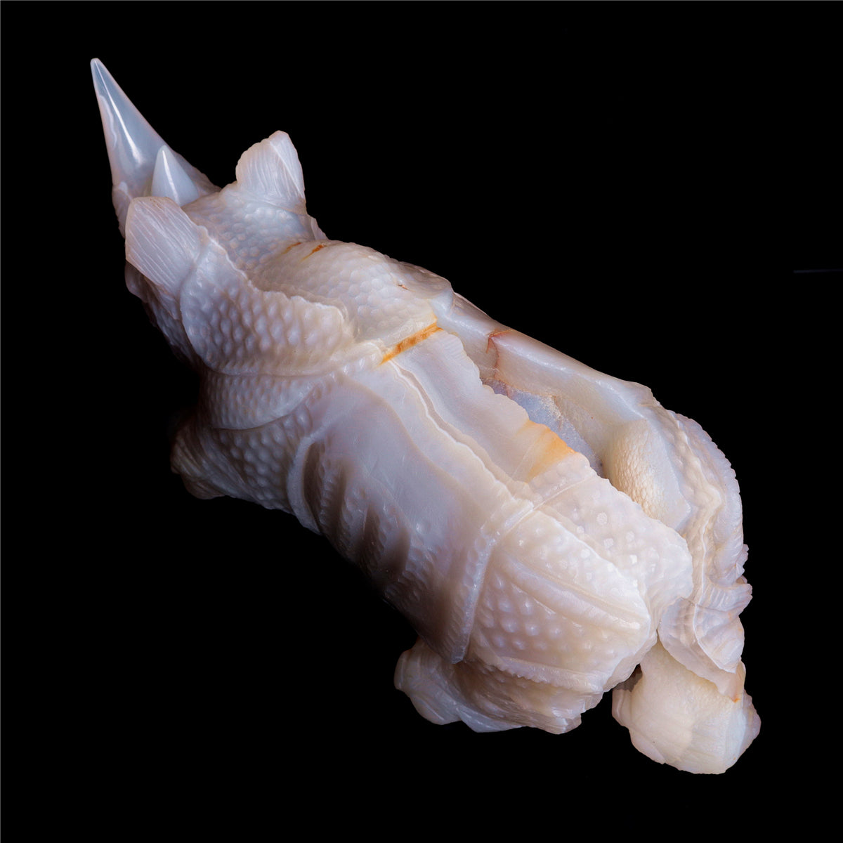 9.5" Druzy Agate Crystal Rhino Figurine Quartz Animal Carvings