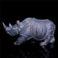10" Druzy Agate Crystal Rhino Figurine Quartz Animal Carvings