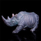 10" Druzy Agate Crystal Rhino Figurine Quartz Animal Carvings