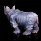 8" Druzy Agate Crystal Rhino Figurine Quartz Animal Carvings