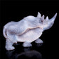 9" Druzy Agate Crystal Rhino Figurine Quartz Animal Carvings