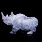 9" Druzy Agate Crystal Rhino Figurine Quartz Animal Carvings