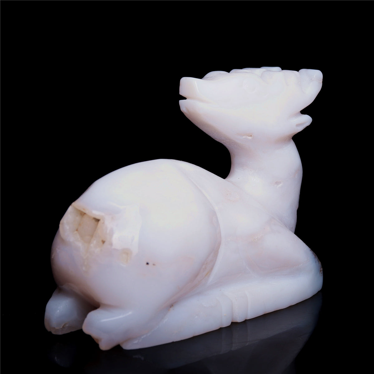 4" Agate Crystal Deer Figurine Quartz Animal Carvings