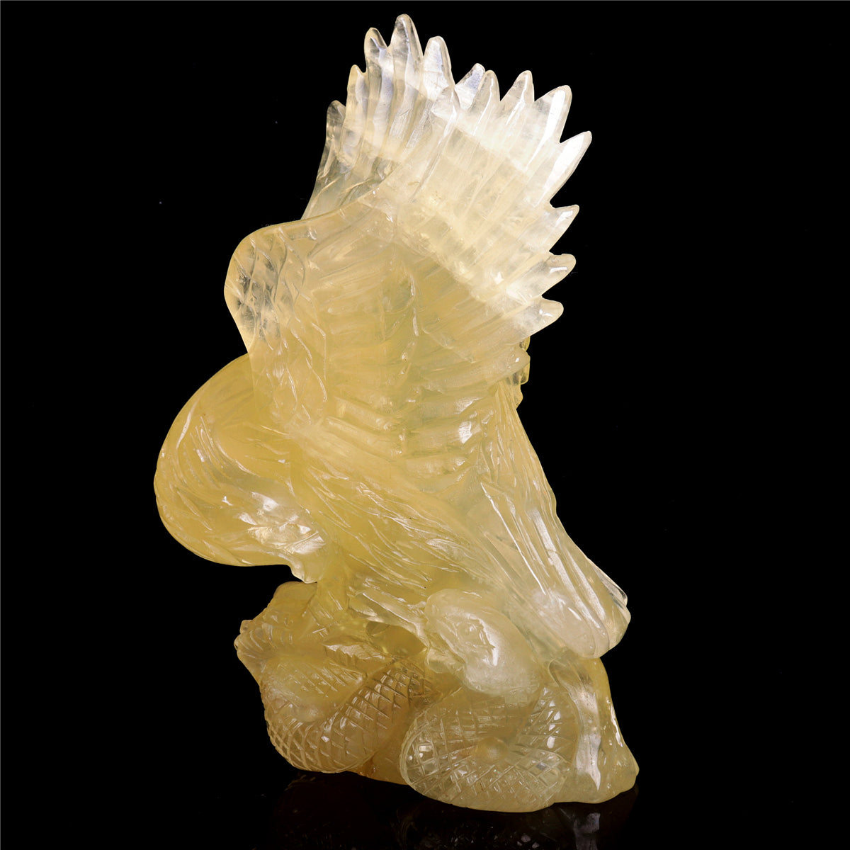 8" Citrine Quartz Crystal Eagle Figurine Animal Carvings