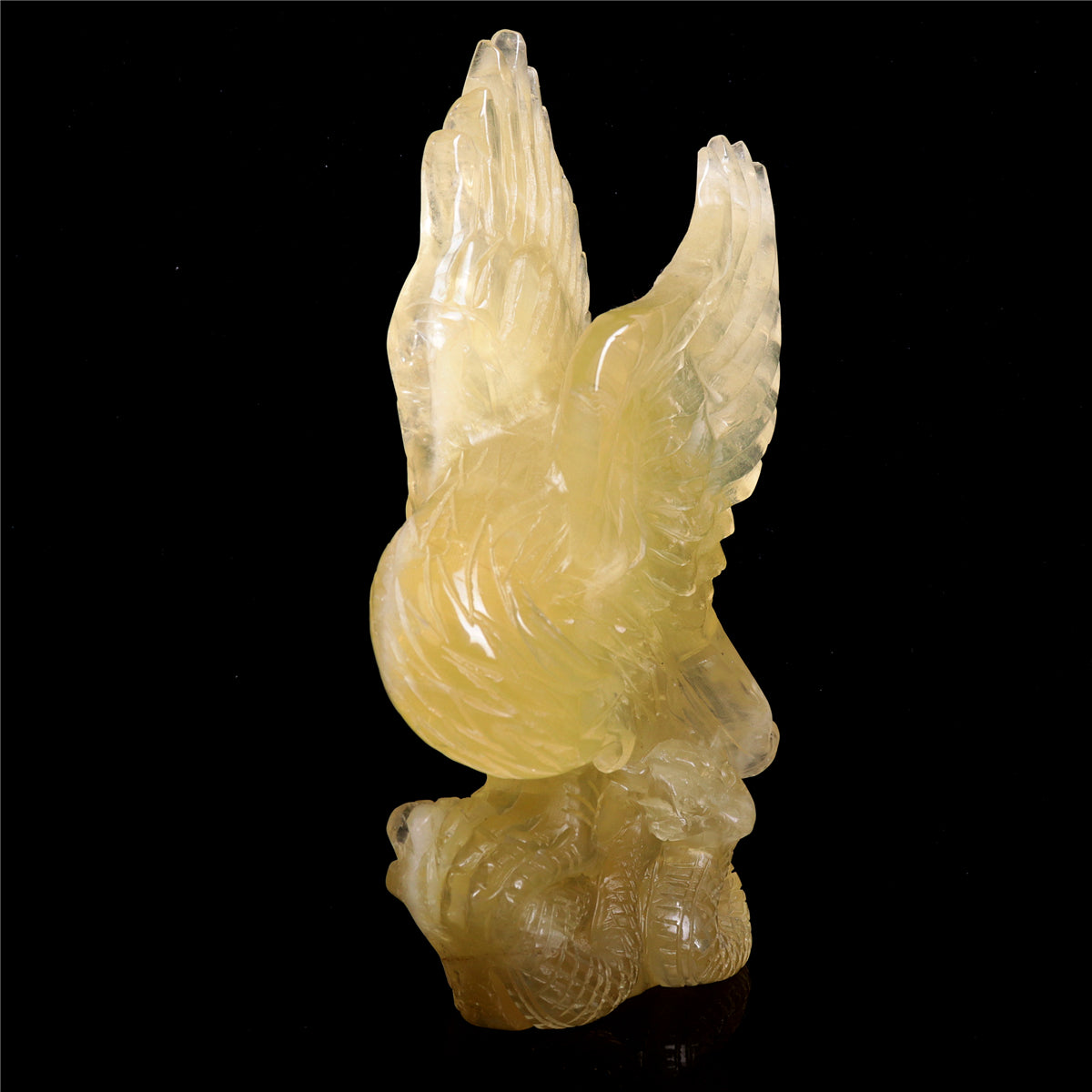 8" Citrine Quartz Crystal Eagle Figurine Animal Carvings