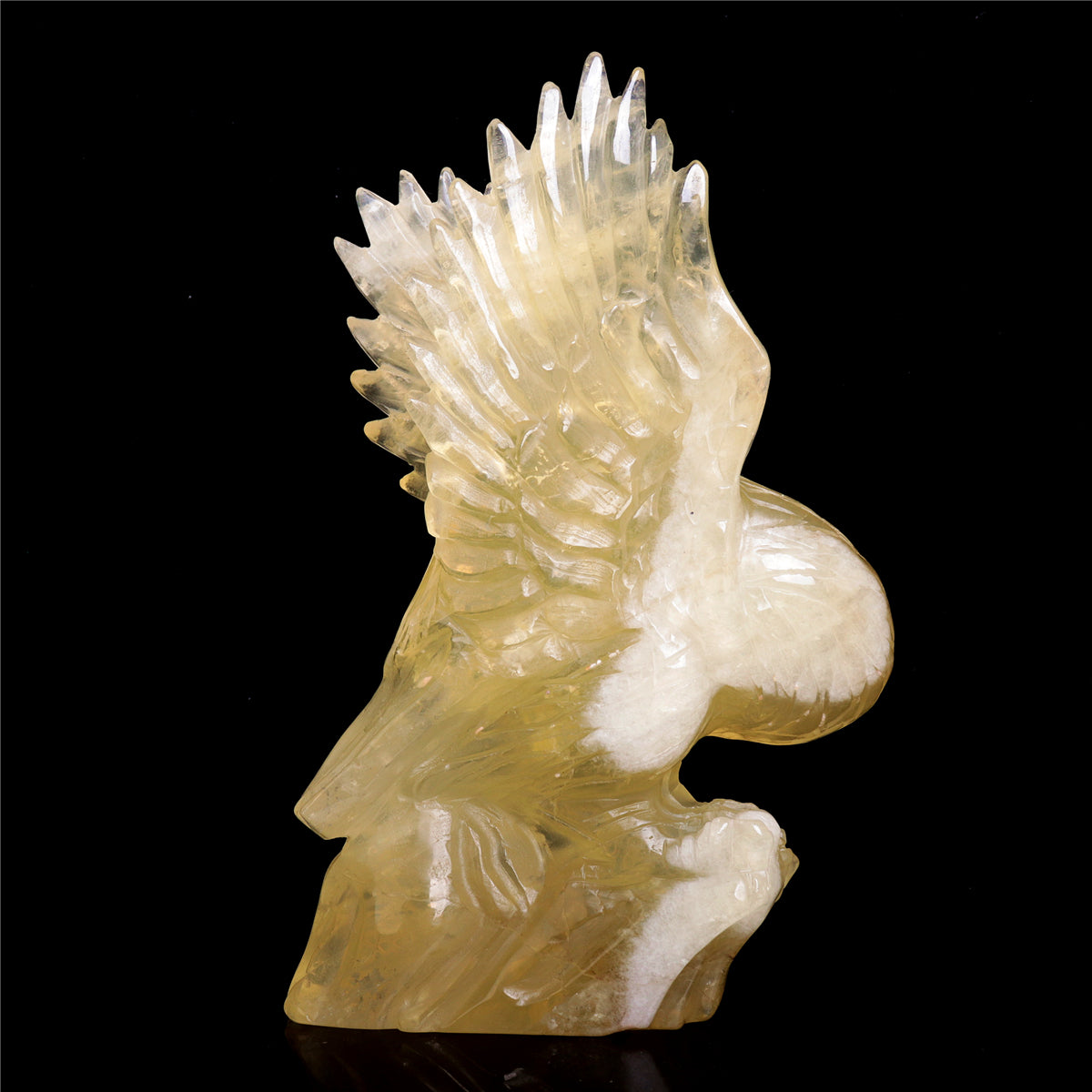 8" Citrine Quartz Crystal Eagle Figurine Animal Carvings