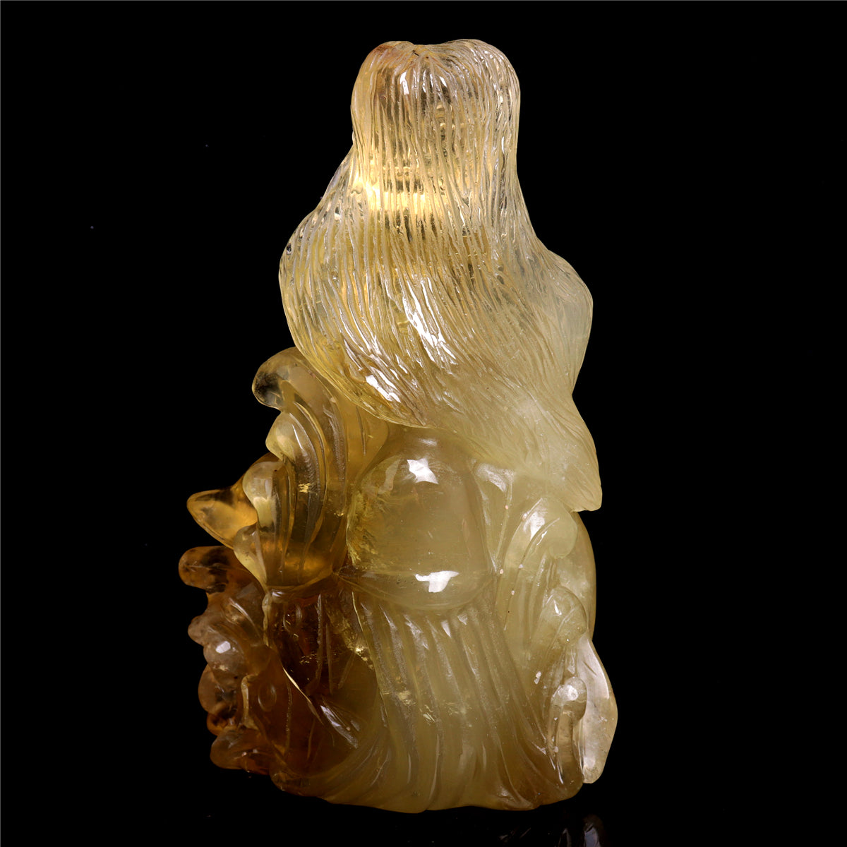 8" Citrine Quartz Mermaid Figurine Crystal Animal Carvings